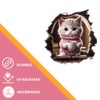 Coffee Lover Cat Wall Hole Decal Wall Sticker with 3D