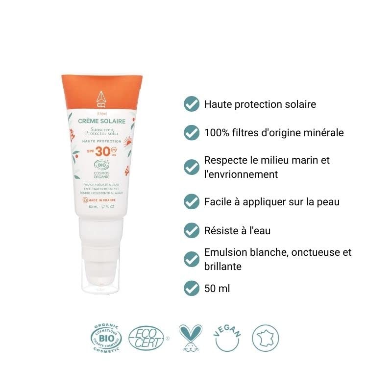 EQ Crem Solar LSF 30, 50 ml, Bio-zertifiziert, Mineralfilter, hoher