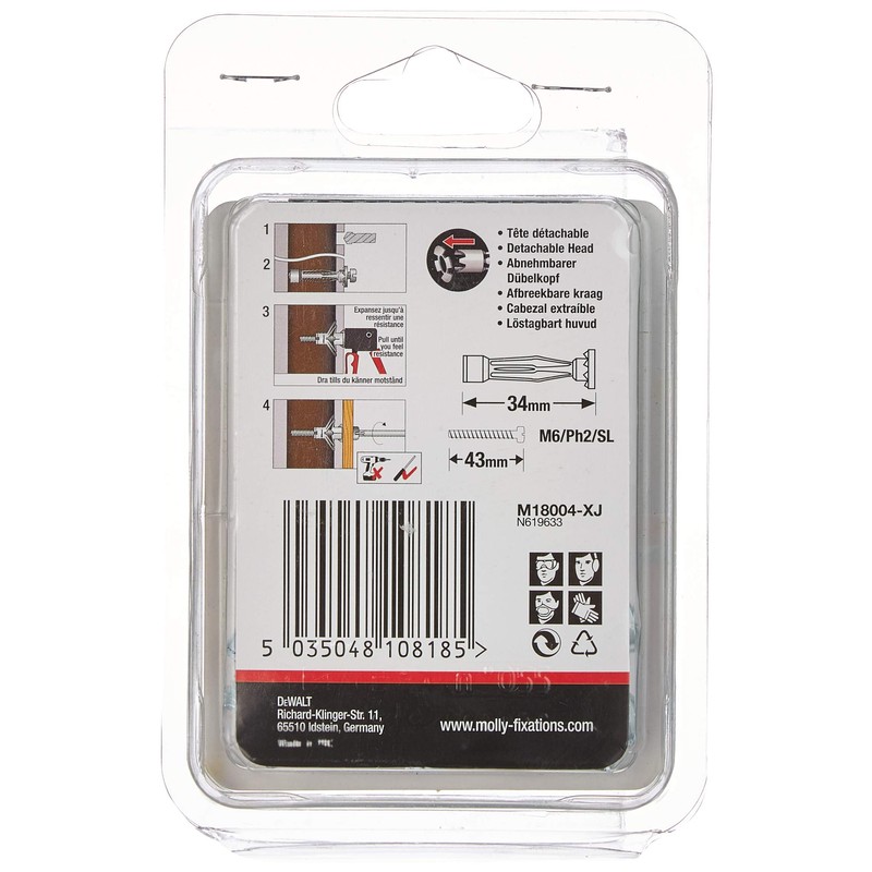 Molly Hollow Metal Cavity Fixing, 13 x 34 mm -