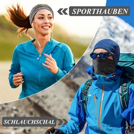 Kiiwah Pack of 2 Multifunctional Scarf, Tube Scarf, Elastic Neckerchief for Men and Women, Soft Loop Scarf, Windproof Neck Warmer, Sports Neck Warmer for Outdoor Skiing, Motorcycle, Running, Cycling,