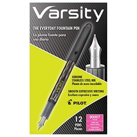 Pilot Varsity Disposable Fountain Pens, Pink Ink, Dozen Box (90007)