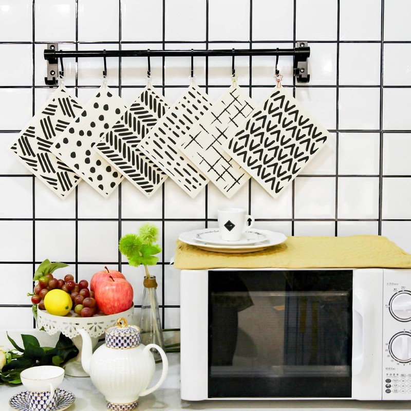 Morigins Swedish Dishcloths for Kitchen,6 Pack Black Minimalist Swedish Dish
