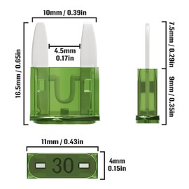 ALLECIN 30A Mini Fuse 30 Amp ATM APM Blade Car Fuses 30Amp Automotive Fusibles for RV Auto Motorcycle Truck (Pack of 50Pcs)