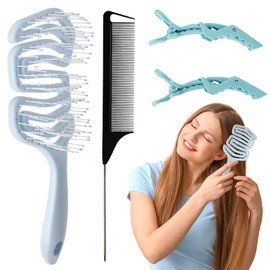 4 Stück Haarbürste, Massagekamm, Entenschnabelklammer, Spitzschwanzkamm, Geeignet für Alle Haartypen, Langlebig und Leicht zu Reinigen, Friseurwerkzeug-Set für Friseure und Privatpersonen