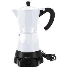 Lemosae Coffee Pot 6 Cup Electric Espresso Coffee Maker Italian Moka Maker 300ml Portable Aluminum Espresso Machine Cafetera Moka Pot with Detachable Base, Gift for Home Travel(White)