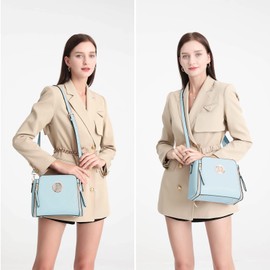 Miss Lulu Handbags for Women Cross Body Bag Girls Fashion Shoulder Bag PU Leather Top Handle (Blue)