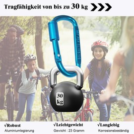 Ruayia Carabiner with screw cap (2 pieces), key ring carabiner, aluminium carabiner hook, mini screw carabiner for camping, fishing, hiking, travel with 1 x dog whistle (blue)