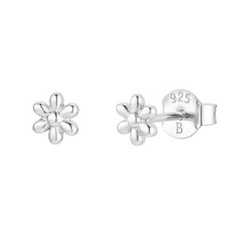 Brandlinger ® Stud Earrings 925 Sterling Silver Flower Jewellery 18 Carat (Silver and Gold) for Women and Girls Stud Earrings Flower Size Flower Stud Earrings 5mm, White Gold