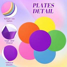 Gandeer 120 Pcs Easter Rainbow Disposable Paper Placemats Colorful Round Paper Table Place Mats for Easter Birthday Pride Fiesta Party Supplies Home Dinning Decor(Multicolored)