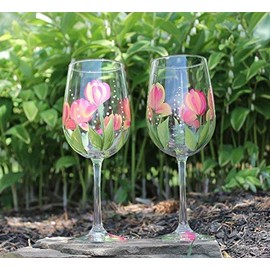 Hand Painted Wine Glasses - Tulips Variegated (Set of 2)