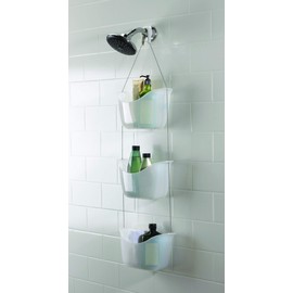 Umbra 022360-670 Bask, White Hanging Shower Caddy, Bathroom Storage and Organizer for Shampoo, Conditioner, Bath Supplies and Accessories, 11-1/4" x 5-1/4" x 36-1/2" h