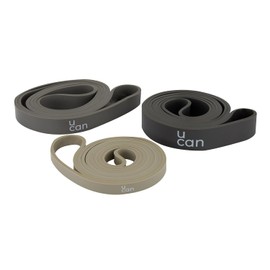U can Bandas de Resistencia Ejercicio | Set de Ligas Elásticas de Látex Negro y Gris | Yoga, Pilates, Crossfit, Rehabilitación, Fuerza y Estiramiento | Portátiles y Duraderas