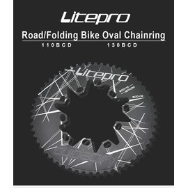 Litepro Oval Chainring BCD110 / BCD130MM Chainring Folding Bike 54T56T58T Crankset Oval Bicycle Chainwheel (56T)