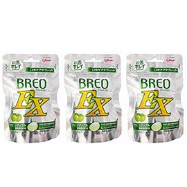 Glico Breo EX 2.3 oz (66 g) x 3 Packs, Oral Care Tablet, Dental Exclusive (Green Apple)