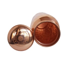 American Ayurveda 100% Pure Copper Water Bottle 600ml 20 Oz Joint Free, Leak Proof, Tumbler, Flask, Yoga, Health Benefits, Natural Ayurvedic Alkaline Water (600ml Copper Bottle Hammered)