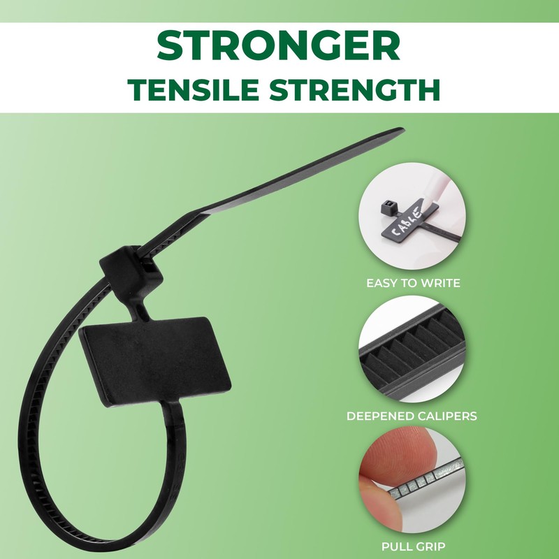 Marker and Identification Cable Ties Black and White Strong Cable