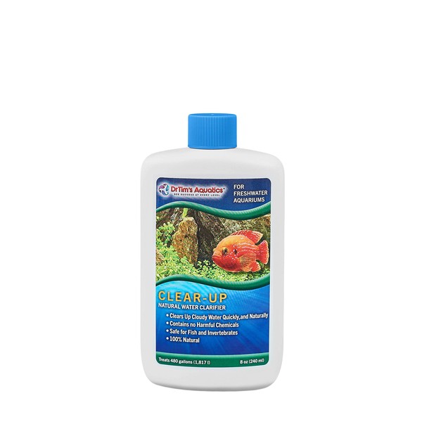 Dr.Tim’s Aquatics Freshwater Clear-UP Natural Water Clarifier – For Fish Tanks, Aquariums, Water Filtering, Disease Treatment – Eco-Friendly Solution to Clear Waters – 480 Gallons