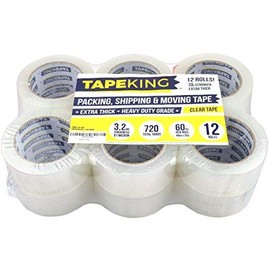Tape King Super Thick 3.2mil Clear Packing Tape (12 Refill Rolls) - Heavy Duty Adhesive 60 Yards Per Roll, Carton, Industrial, Commercial, Moving, Box & Packing Sealing (TK-053)