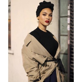 HOMELEX Head Wraps Turbans - Pañuelo elástico de punto para mujer, Negro -