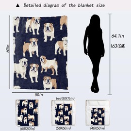 ainori English Bulldog Blanket - Cute Fun Dog Dark Fleece Throw,Gifts for Kids Women, Soft & Warm,Lightweight, for Modern Rustic Decor, Pet Lovers, and Room Home Accents 50x60in