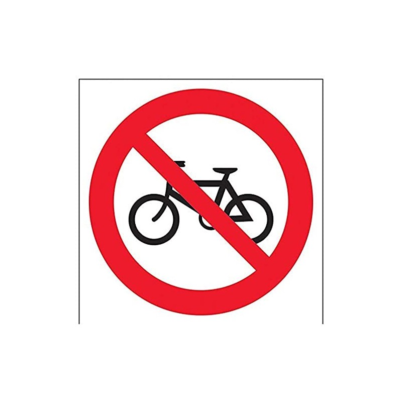 V Safety No Cycling Symbol Prohibition Sign - 200mm x