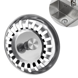 Stainless Steel Kitchen Sink Plug Strainer, Sink Strainer Plug, Stainless Steel Sink Plugs Replacement Stopper for Drain and Filter in Kitchen and Bathroom Sinks Hole 78mm