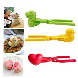 3PCS Duck Rice Molds for Sushi Making Cute Animals Rice Tool Duck Scoop Sushi Mold 3D Rice Shaper Mold for Rice Balls Sushi Croquettes(Duck+Dinosaur+Heart Shape)