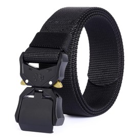 YiwerDer Nylon Belts for Men, Military Hiking Rigger 1.5" Work Belt with Heavy Duty Quick Release Buckle - Black