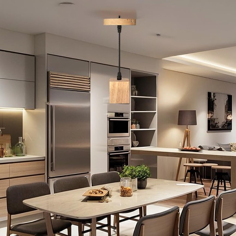 Hanging Lighting Lamp Wood Screw E27 Light for Restaurant, Bedroom,