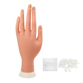 Xmasir Practice Hand For Acrylic Nails Nail Practice Hand Nail Art Practice Tool Set False Hand For Training,2 Sheets Glue Sticker And 20 Pieces Full Cover False Nail(without Holder Stand)
