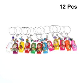 EXCEART Key Ring Nesting Doll Russian Dolls Pendant Key Ring Decorative 12 Pieces, As Shown
