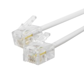 Maxar Electric MTC-020W Modular Cord with Plug, 6.6 Pole, 4 Core/2 Core, Multipurpose, Telephone Wire, Replacement, Repair, Normal Type, White, 6.6 ft (2 m)