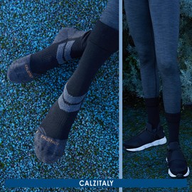 CALZITALY Pack of 1, 2, 3 pairs of trekking socks, bubble free socks, ski socks, hiking socks, socks with sole, made in Italy, 2 Pairs:Black