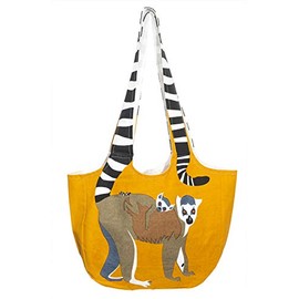 Shared Earth Endangered Species Fair Trade Shoulder Bag or Shopping Bag, 100% Cotton, Lemur, 38x28x10
