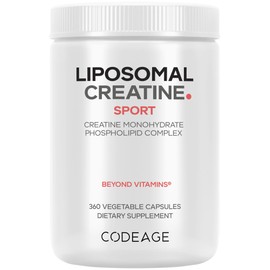Codeage Liposomal Creatine Monohydrate Supplement, Pure Creatine 2500mg - 3 Months Supply, Micronized, Creatinine Muscles Sports Nutrition and Athletes, Non-GMO - 360 Capsules