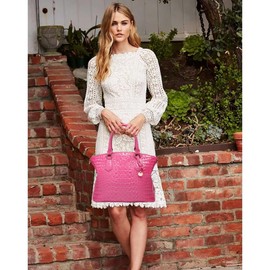 KUNGFUMA Women Purse Vegan Leather Crocodile-Embossed Pattern With Removable Shoulder Strap Top Handle Large Shoulder Bags (Pink)