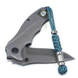 Trufas 2 Pack Paracord Knife Lanyard with Stainless Steel Beads Paracord Lanyards for Knife EDC Tools Keychains (Blue & Black, 5.3 INCHES)