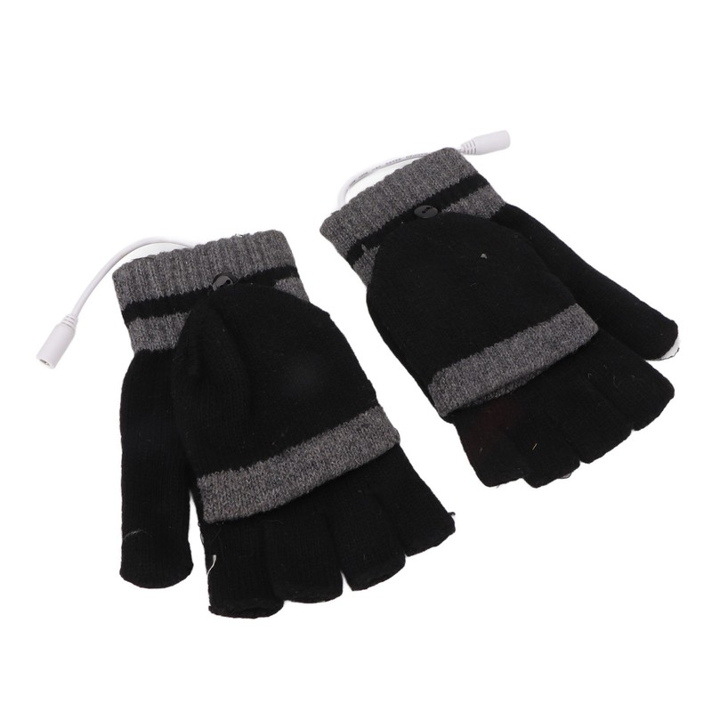 Full and Half Fingers Heating Gloves USB Fingerless Knitting Electric
