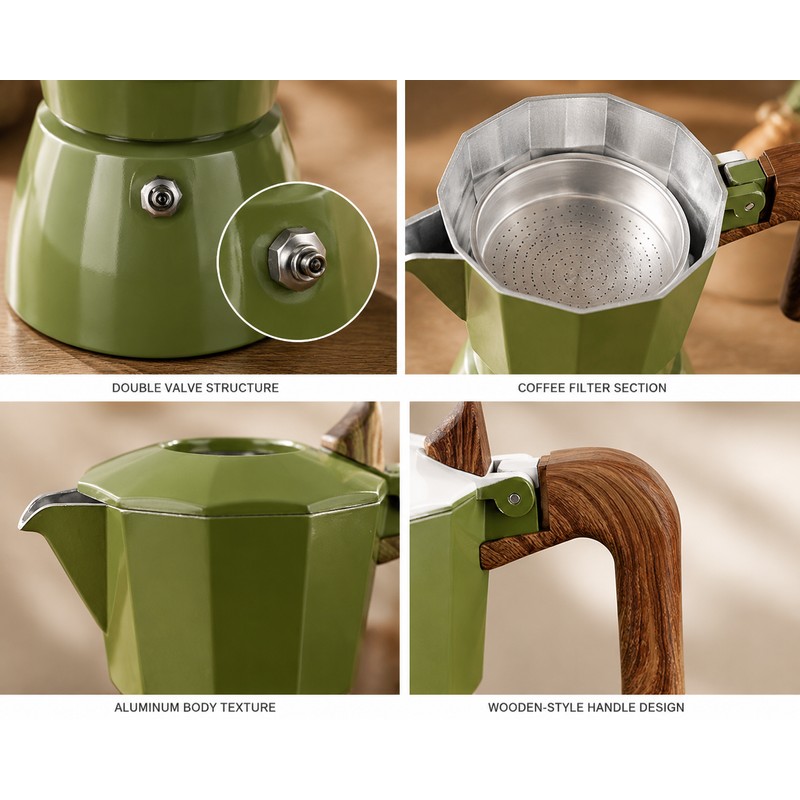Double-valve Moka Pot Aluminum Coffee Kettle for Home Brewing –