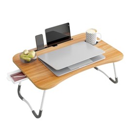 Superlele Laptop Bed Desk, Folding Lap Desk with Cup Holder, Eating Table for Bed Sofa Couch Floor