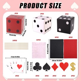 Tinoaly 4 Sets Casino Theme Party Decorations, 6x6x6 Inch Dice Favor Boxes Casino Night Decorations Poker Table Centerpieces for Game Night Birthday Las Vegas Party Supplies