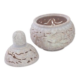 NOVICA Jar, Medium, White