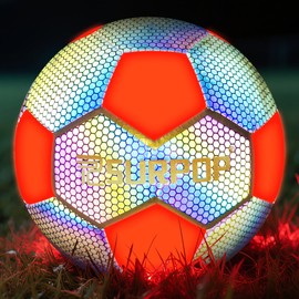 Glow in The Dark Soccer Ball with LED Lights - Light Up Soccer Ball for Night Games, Size 5 Gift for Kids & Adults, Includes Pump