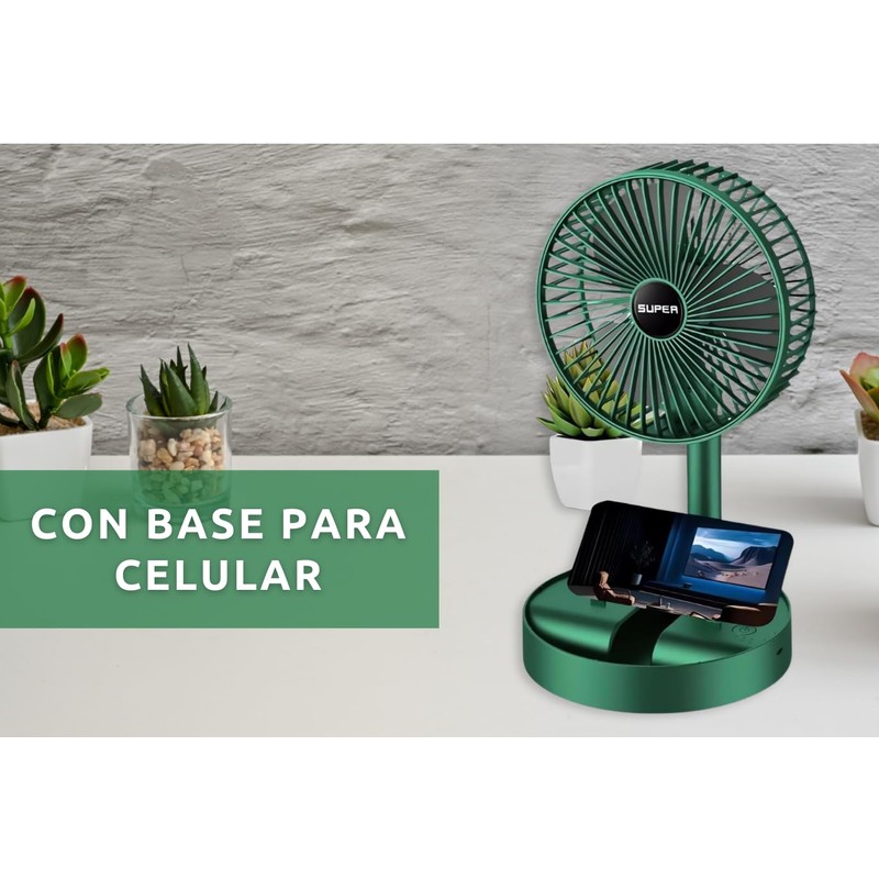Dosyu Ventilador Plegable para Escritorio 3 Velocidades Recargable (Blanco)