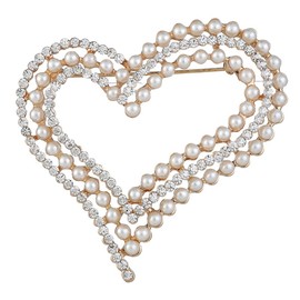 Pearl Rhinestone Heart Shaped Brooch Pin Stylish Brooch for Dress Hat Shawl Scarf Decorations Ornaments