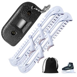 Newsmy 4 Pack Ice Skate Blade Covers, Adjustable Quick Ice Skate Sharpener Grindstone Grinding Sharpening Tool with Velvet Bag (White)