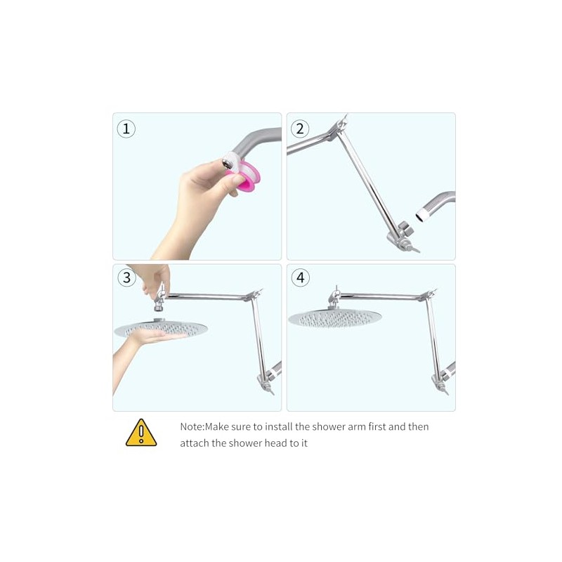 19 Inch Shower Head Extension Arm, Upgrade Flexible Height &