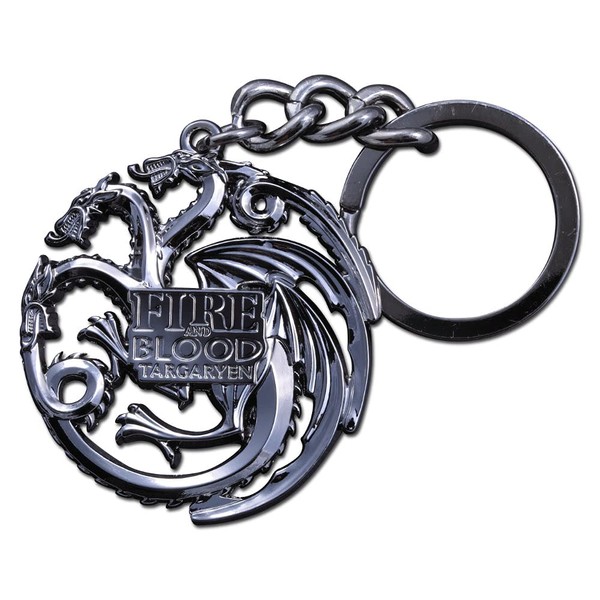 The Noble Collection Game of Thrones Targaryen Gun Metal Sigil Keychain - 2in (4.5cm) Targaryen House Crest - Officially Licensed TV Show Merchandise Gifts