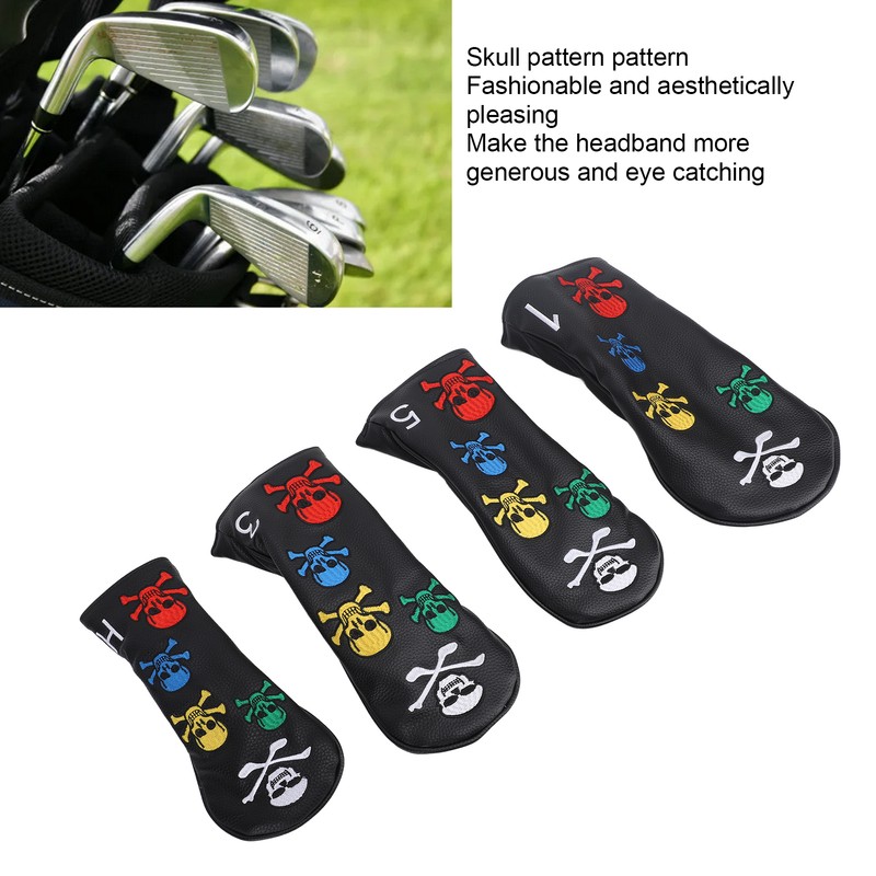 4Pcs Skull Golf Club Head Covers Golf Club Headcovers Colorful