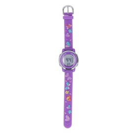 LED Kids Watch Waterproof Backlight Cartoon Digital Child Watch with Alarm Clock Stopwatch for 3 to 10 Years Old Dark Purple